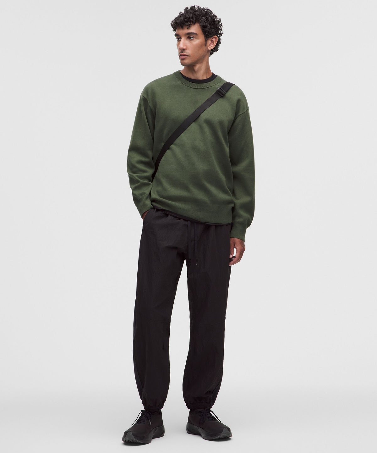 Cotton-Blend Knit Long-Sleeve Crewneck Sweater