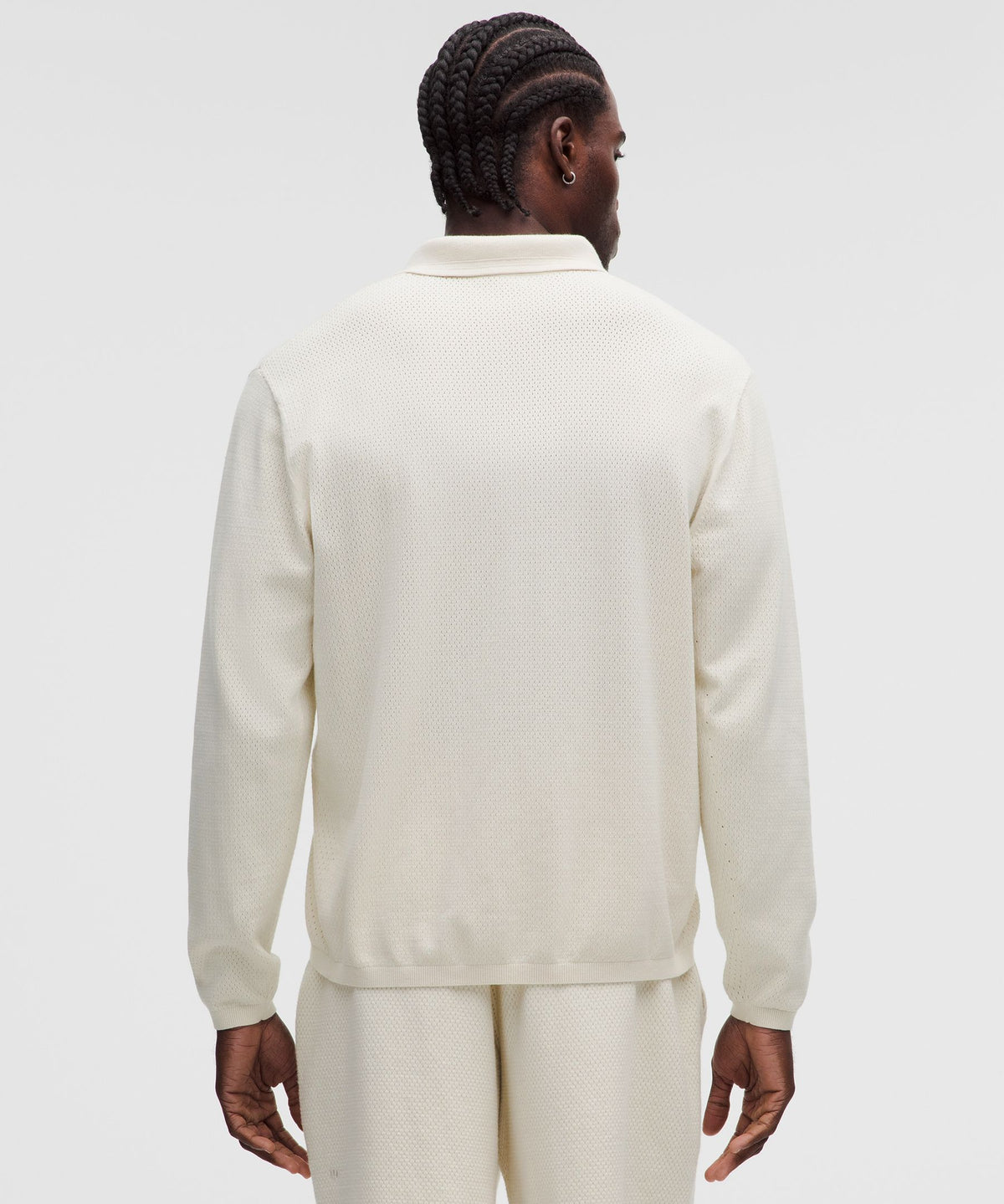 Cotton-Blend Knit Long-Sleeve Polo Shirt