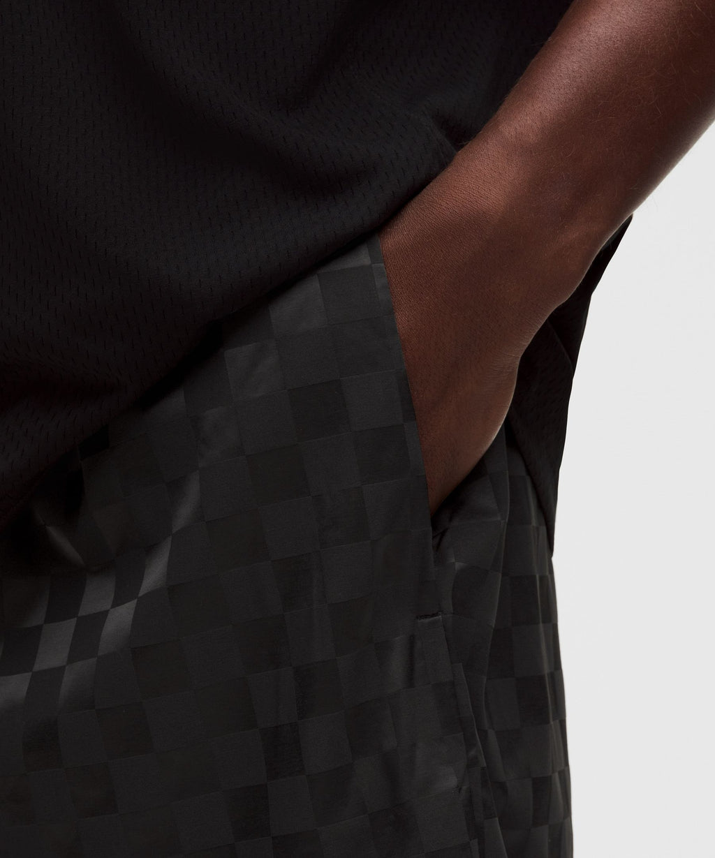 Checkerboard Satin Linerless Gym Short 7"