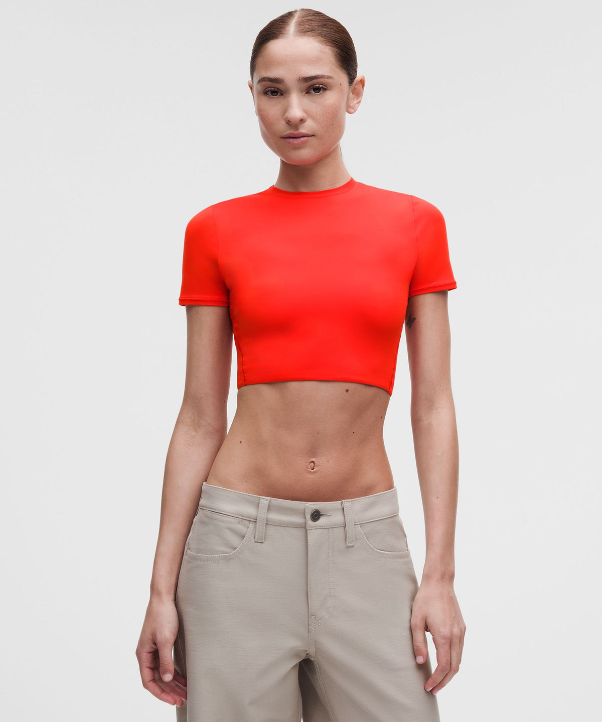 Wundermost Ultra-Soft Nulu Crewneck Cropped T-Shirt