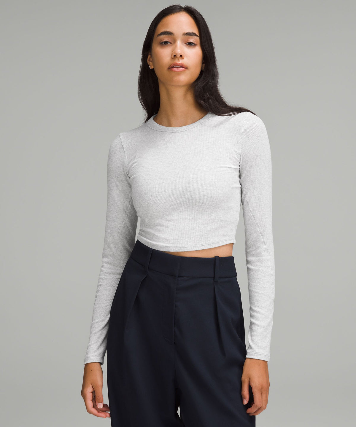 Hold Tight Straight-Hem Cropped Long-Sleeve Shirt