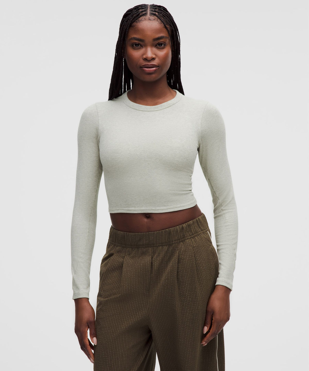 Hold Tight Straight-Hem Cropped Long-Sleeve Shirt