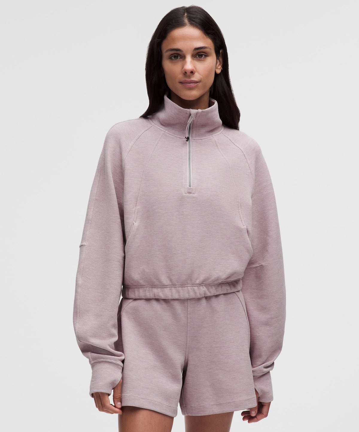 Scuba Cropped Funnel-Neck Half ZipWaffle