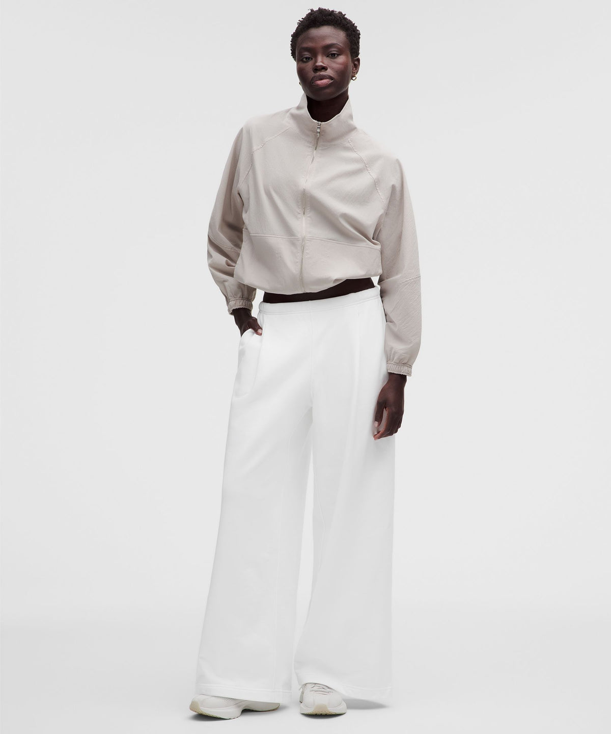 French Terry Mid-Rise Wide-Leg Pant