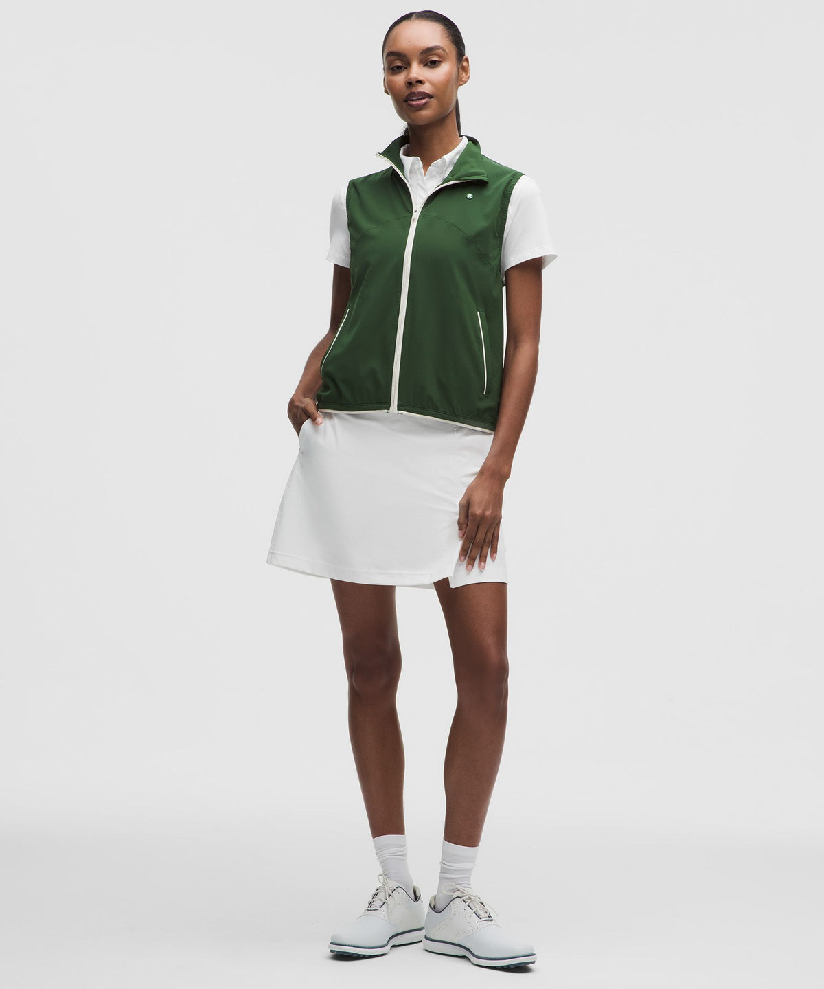 Stretch Twill Front Pleat Golf SkirtEmbroidered Logo