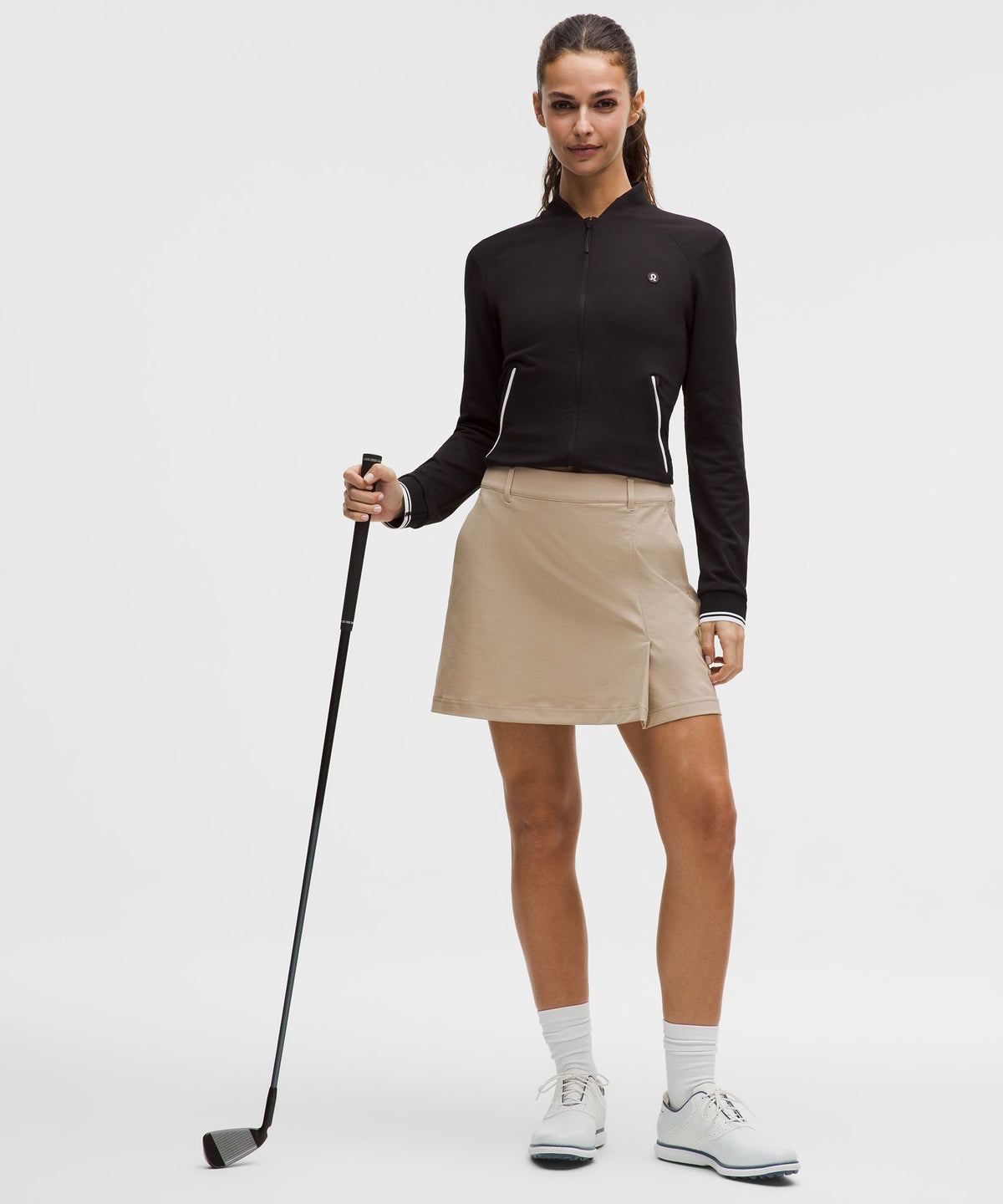 Stretch Twill Front Pleat Golf SkirtEmbroidered Logo