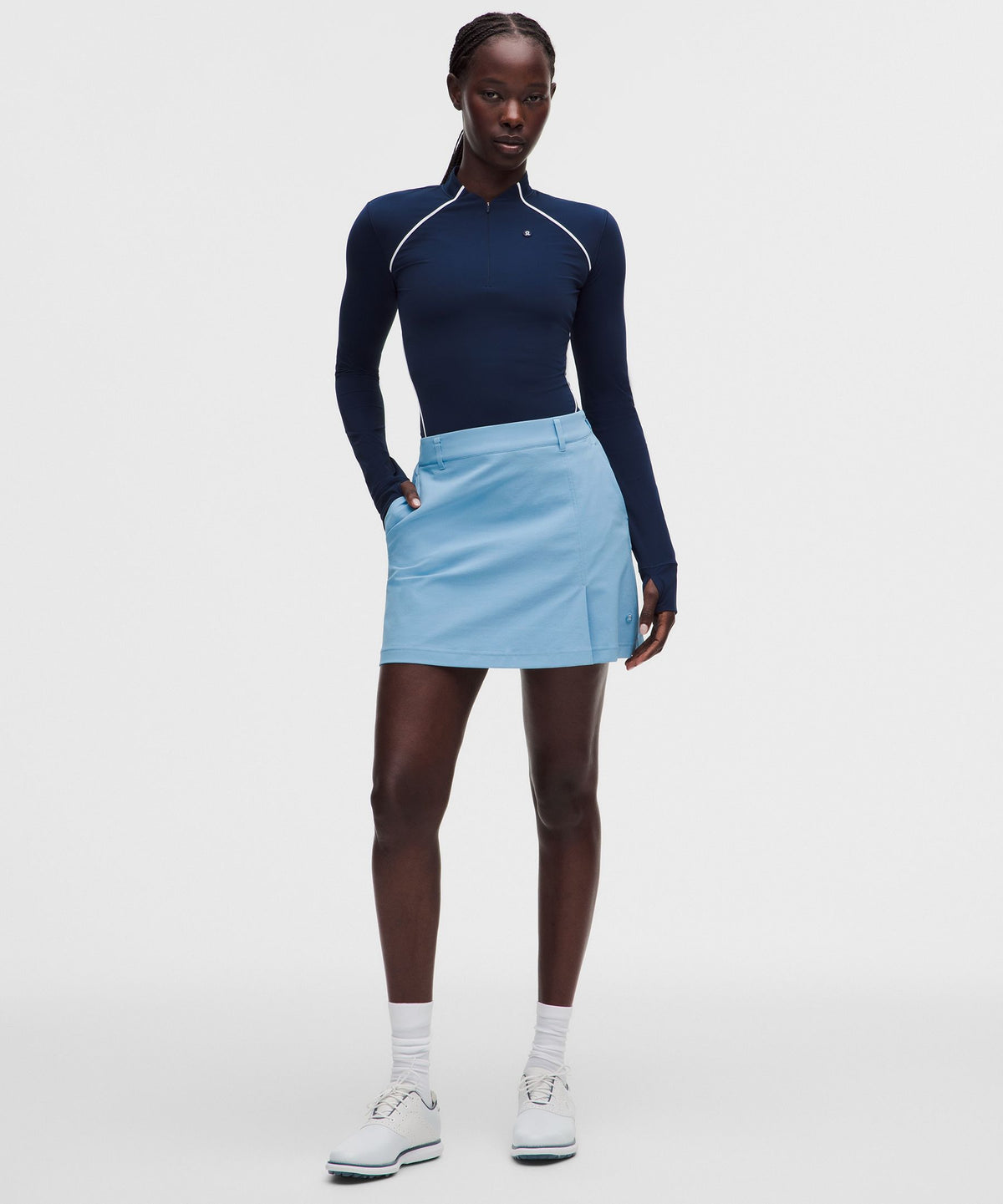Stretch Twill Front Pleat Golf SkirtEmbroidered Logo